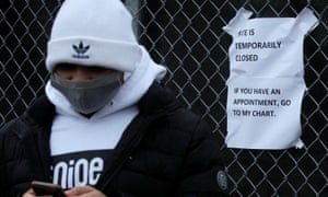 This man was turned away for an appointment at the 24-our New York State coronavirus mass vaccination site at the Brooklyn army terminal when it closed after running out of vaccine.