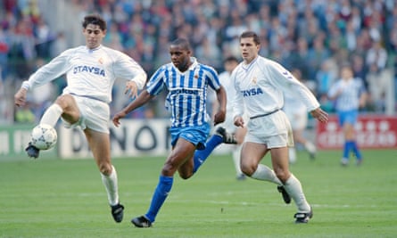 Dalian Atkinson in action for Real Sociedad at Real Madrid in March 1991.