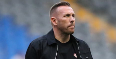 Wales head coach Craig Bellamy takes in his surroundings at the Astana Arena ahead of kick-off.