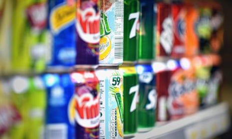 Cans of sugary soft drinks