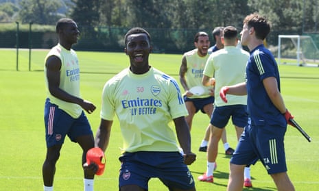 Arsenal’s players during training on the eve of the FA Cup final.