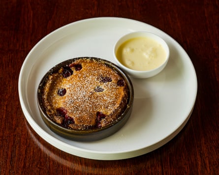 Town’s morello cherry clafoutis is served with ‘far, far too much cream’, not that anyone’s complaining.