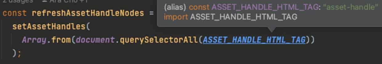 Code snippet from Pinboard showing the simple use of document.querySelectorAll