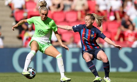 Jill Roord (left) played for Wolfsburg all the way through the Champions League final against Barcelona but has moved to Manchester City.