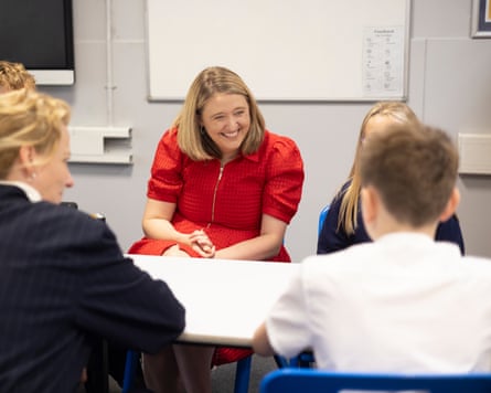 Georgia Gould, the schools minister, on a visit to a school in Colchester