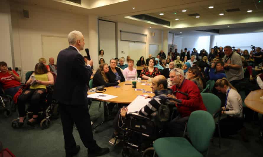 Jeremy Corbyn on a visit to the Birmingham Carers Hub this afternoon.