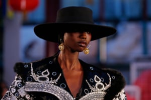 A model showcases Mary Ma designs during the Modest Fashion Runway at Melbourne Fashion Week in 2019.