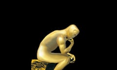 Oscar statue in pose of Rodin's The Thinker