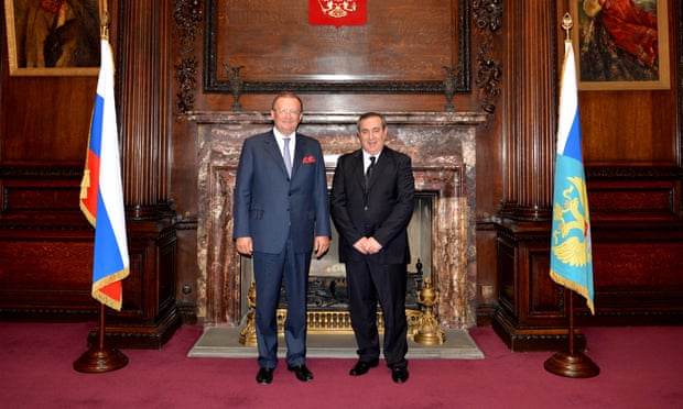 The Russian ambassador to the UK, Alexander Yakovenko, left, with Joseph Mifsud at the Russian embassy.