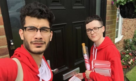 BeLeave campaigners Shahmir Sanni and Darren Grimes the day before the EU referendum in June 2016.