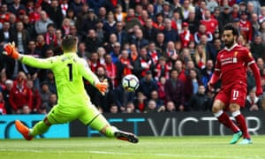 Mohamed Salah of Liverpool sees his shot go wide