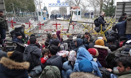 Refugees and migrants at the Turkish-Greek border at Edirne