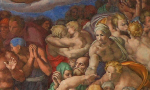 Anything but chaste … detail of The Last Judgment by Michelangelo in the Sistine Chapel, Rome.