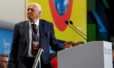 COP24 UN Climate Change Conference 2018 in Katowice<br>World renowned naturalist Sir David Attenborough delivers the “People’s Seat” address during the opening of COP24 UN Climate Change Conference 2018 in Katowice, Poland December 3, 2018. REUTERS/Kacper Pempel