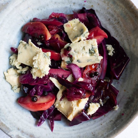 Red cabbage with apple and stilton.