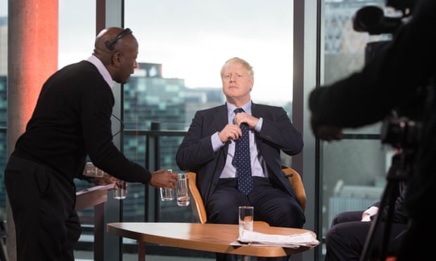 Boris Johnson preparing to appear on the BBC’s Andrew Marr show in September