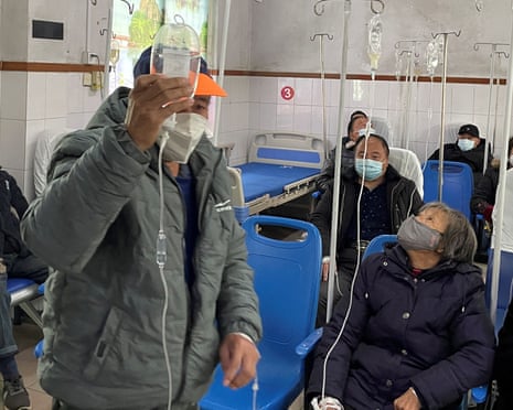 Patients receive IV drip treatment at a hospital in China, amid the coronavirus pandemic