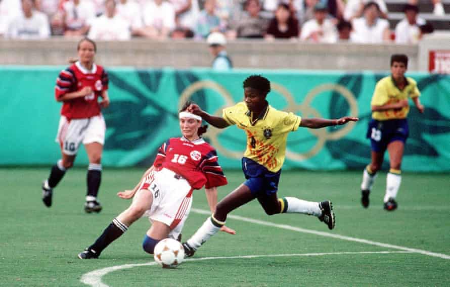 Formiga: ‘What we hope and wish for is to have 100% respect’ | Brazil women's football team 3 Formiga in action against Norway at the 1996 Olympics, the first time women’s football was part of the Games