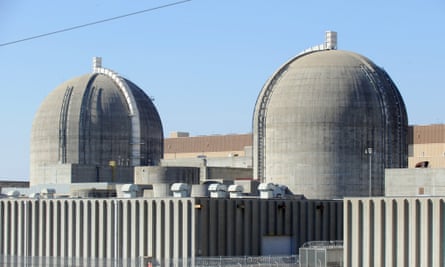 Two nuclear containment buildings for Westinghouse reactors at Plant Vogtle.