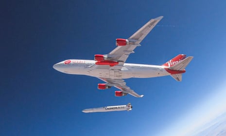 Photo of Virgin Orbit's Jumbo Jet-assisted satellite launch vehicles.