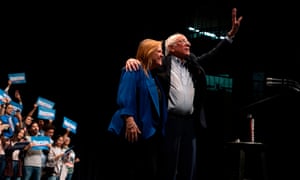 Senator Bernie Sanders with his wife, Jane O’Meara Sanders, on Saturday.