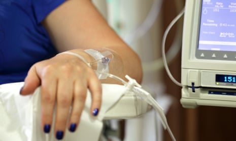 A patient on an IV drip