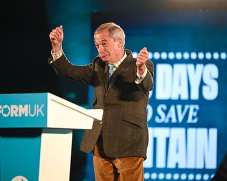 Nigel Farage speaks during a rally at Plymouth Arena
