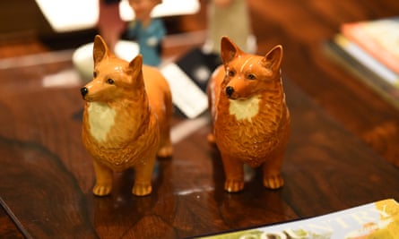 Miniature porcelain corgis from The Crown auction at Bonhams