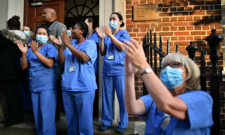 Staff at St Mary’s Hospital in Paddington, London.
