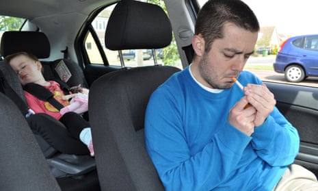 Smoking in a car with a child