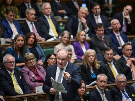 Ed Davey at PMQs standing up and pointing his finger