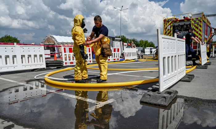 First responders practice ‘decontaminating’ one another