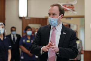 British Health Secretary Matt Hancock visits The Queen Elizabeth Hospital on 17 February, 2021 in Birmingham, England.