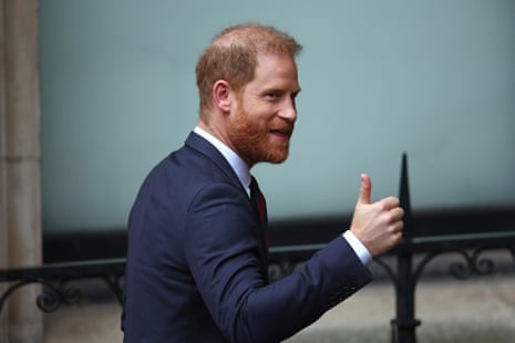 Prince Harry, Duke of Sussex arrives at court during a court case against Associated Newspapers Ltd at The Royal Courts of Justice on January 21, 2026 in London, England.