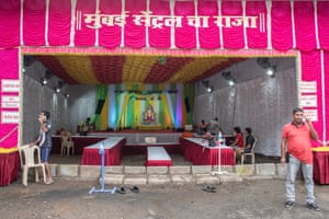 A statue of Lord Ganesh on display for public worship.