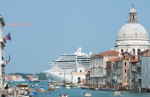 MSC Divina leaves Venice by St Mark’s Basin after a stop of a few hours in Venice