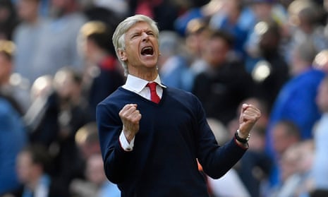 Arsène Wenger reacts to the final whistle at Wembley and confirmation of Arsenal’s place in the FA Cup final.