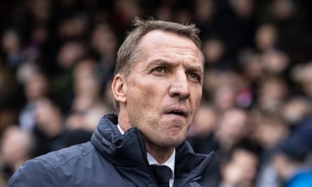Leicester’s relegation battle is a harsh maths lesson for all mid-table clubs | Leicester City 2 Brendan Rodgers looks rueful during Leicester’s defeat at Crystal Palace on 1 April 2023