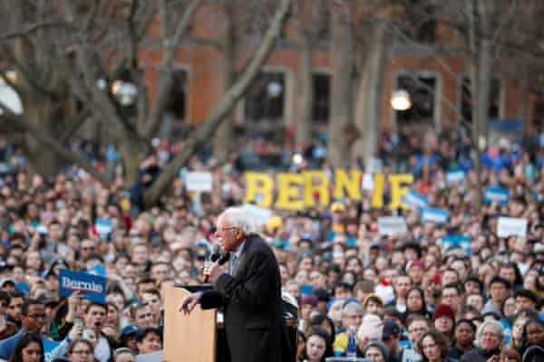 Bernie Sanders speaks during a rally at the University of Michigan in Ann Arbor, Michigan, 8 March 2020.