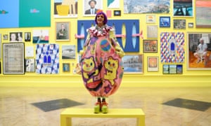 Grayson Perry in front of his Summer Exhibition