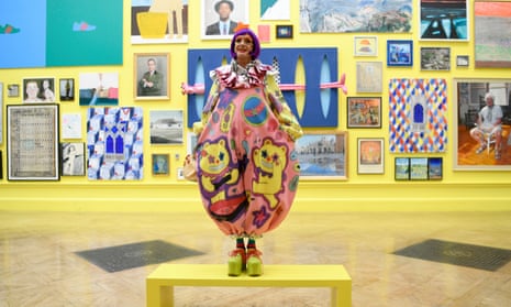 Grayson Perry in front of his Summer Exhibition