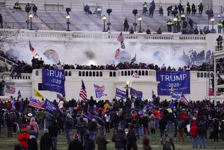 Violent protesters, loyal to Donald Trump, storm the Capitol on Wednesday 6 January.