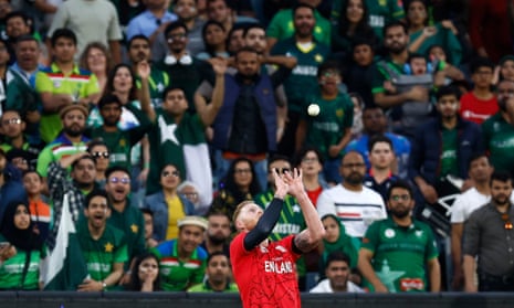 Ben Stokes of England takes a catch to dismiss Mohammad Haris of Pakistan for 8 runs.