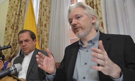 Julian Assange with Ecuador’s foreign minister Ricardo Patino