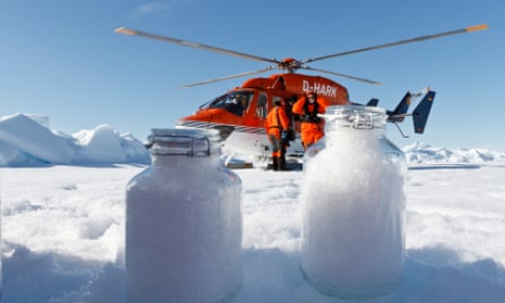 Scientists collect snow samples above the Arctic circle. 