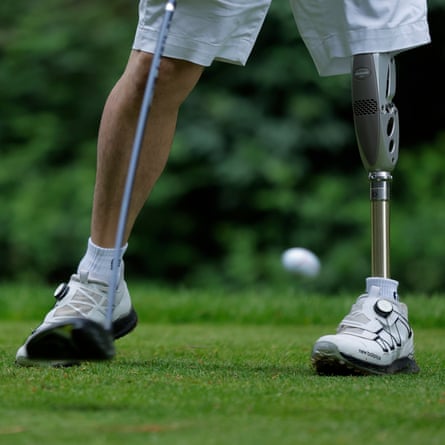 Takuya Akiyama, a golfer from Japan, tees off at the fifth hole