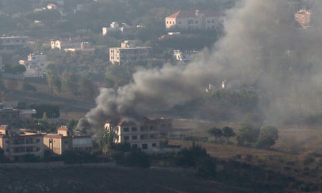 Smoke rises from the southern Lebanese town of Khiam, amid ongoing cross-border hostilities between Hezbollah and Israeli forces