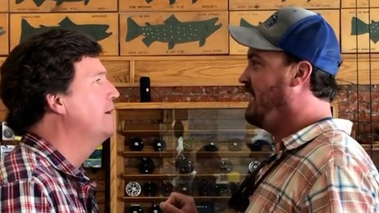 The worst human being': man confronts Fox News's Tucker Carlson – video | Media | The Guardian