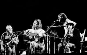 Stephen Stills, David Crosby, Graham Nash, Neil Young on stage at Wembley Stadium on September 14 1974.