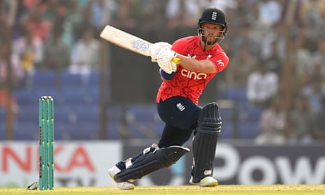 Ben Duckett hits out during the 1st T20 between Bangladesh and England on 9 March